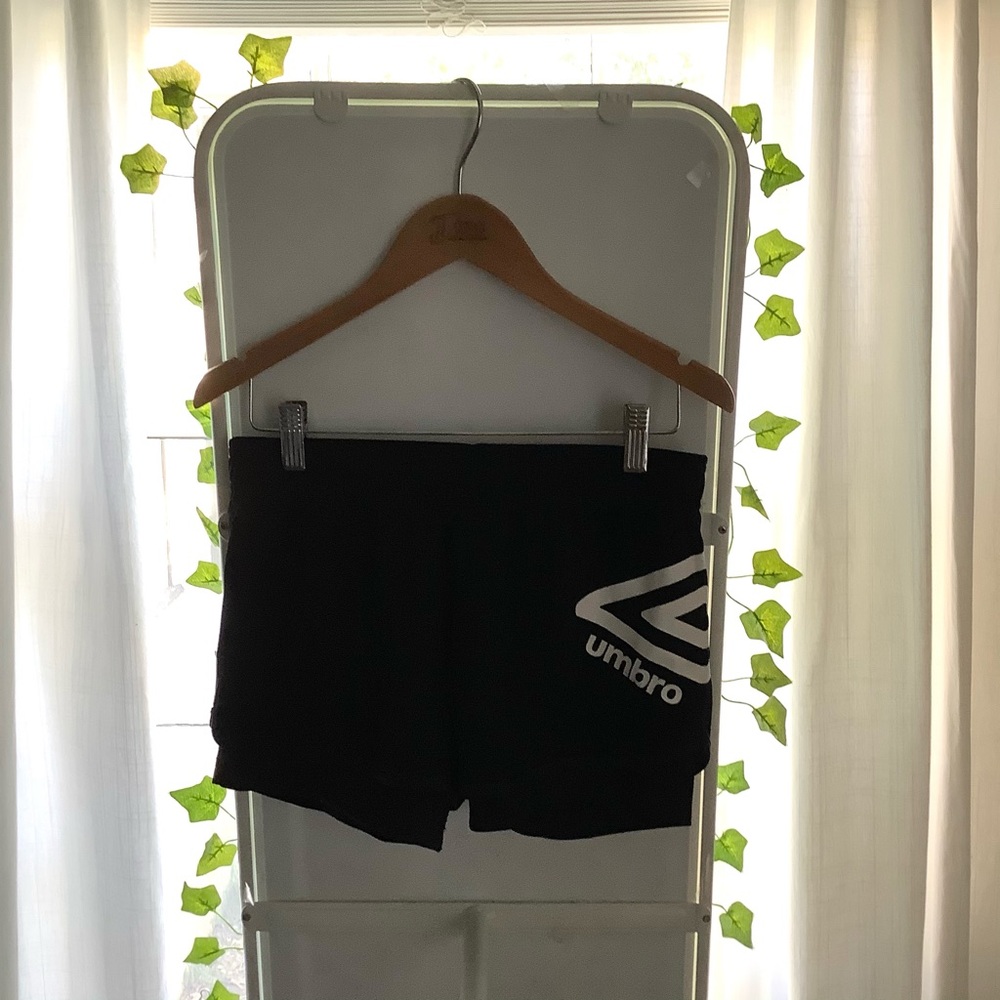 Kids black umbro shorts with spandex inside